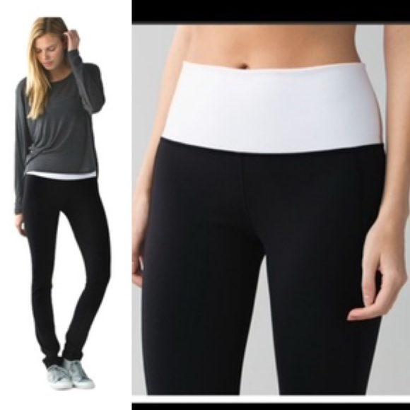 Lululemon Groove Pant II Roll Down Wide Waist High Pant Slim Leggings Stretch 6 - Picture 1 of 16